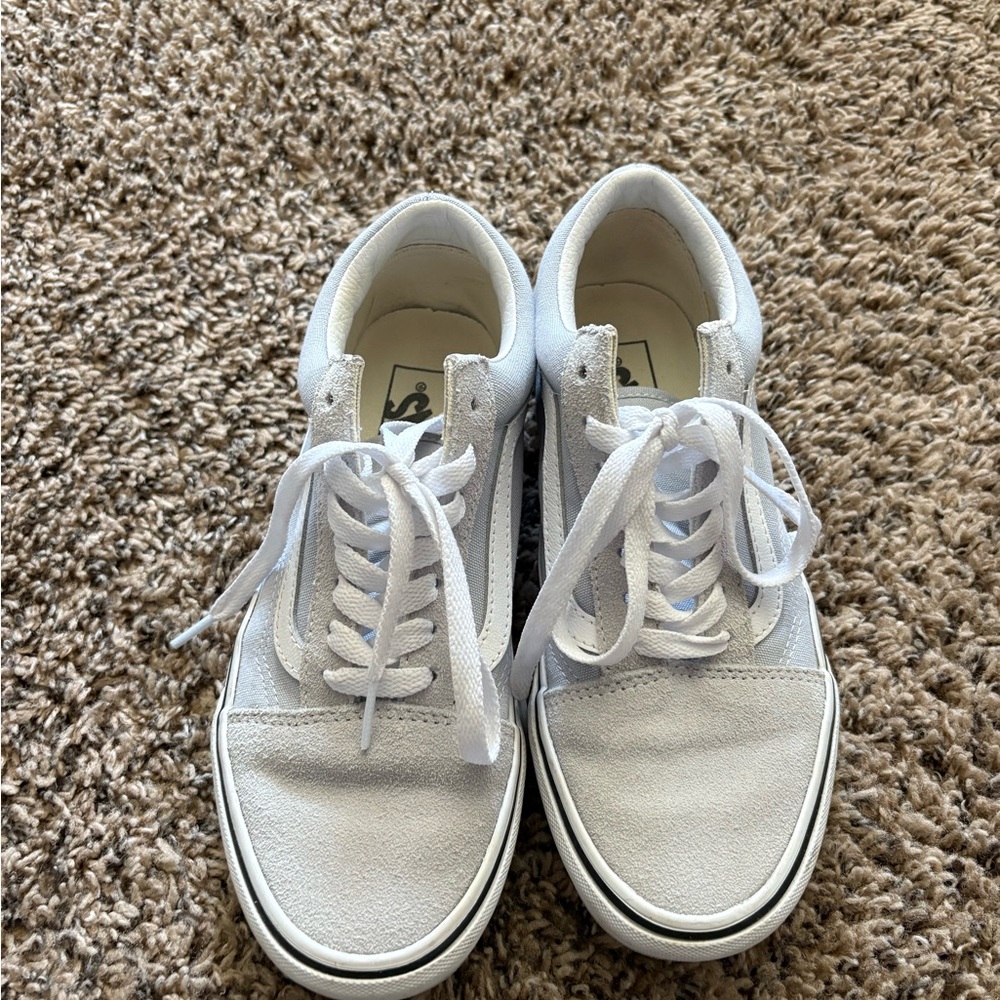 Vans Old Skool Low Pro Sneakers Classic Light Blue & White Skate Shoes Size 7 - Picture 2 of 3
